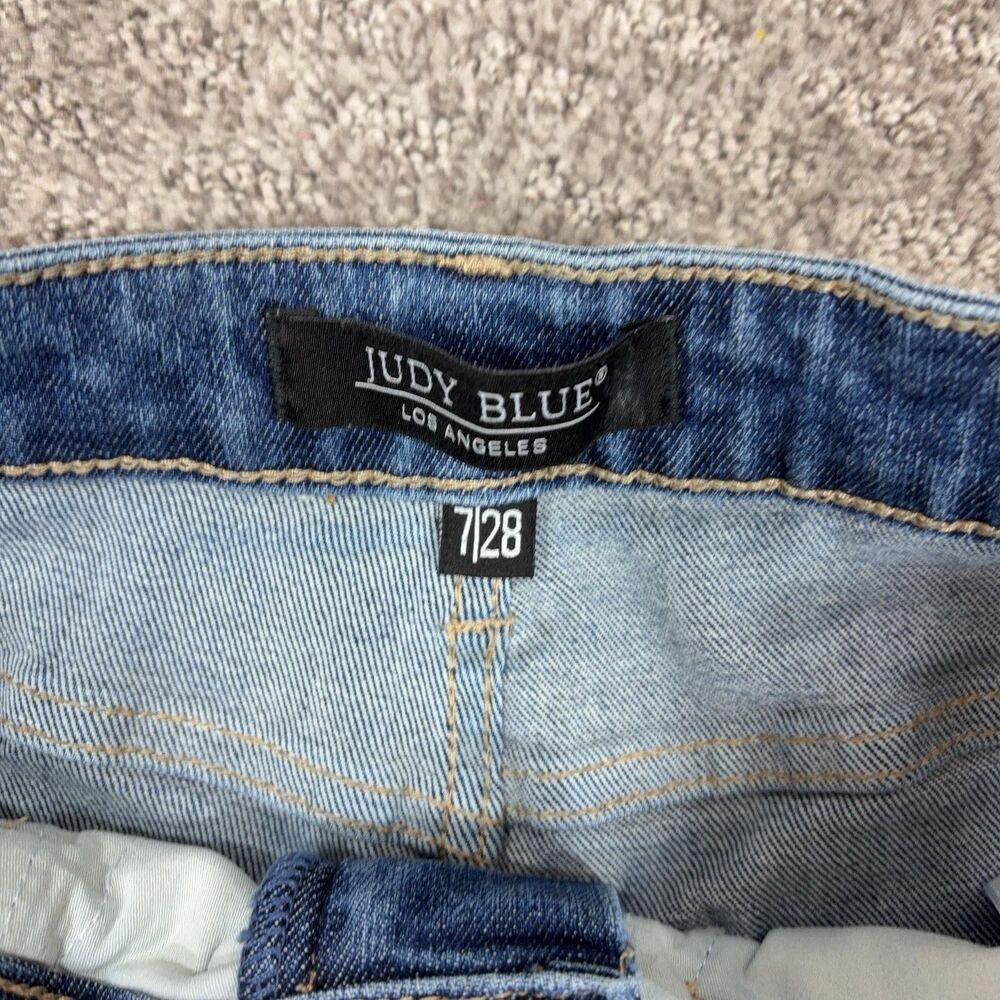 Judy Blue Jeans Womens 7 Medium Wash Mid Rise Skinny Distressed Stretch Denim - Picture 6 of 8